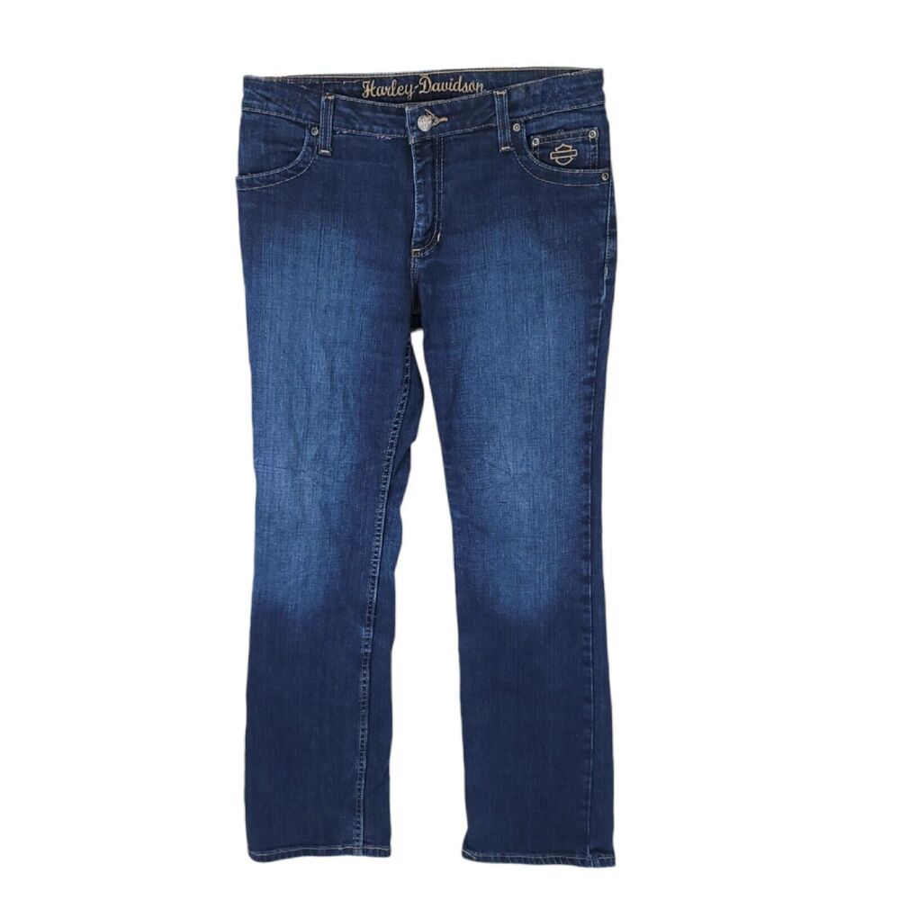 Vintage Harley Davidson Jeans Womens 6 Bootcut Y2K Stretch Rhinestones Mid Denim